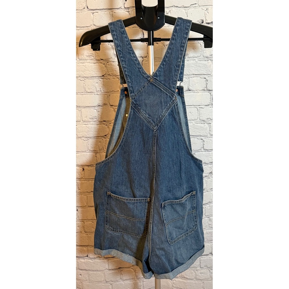 Old Navy Denim Shortalls Medium Wash Cotton Jean Overalls Shorts Womens Size M - Picture 2 of 4